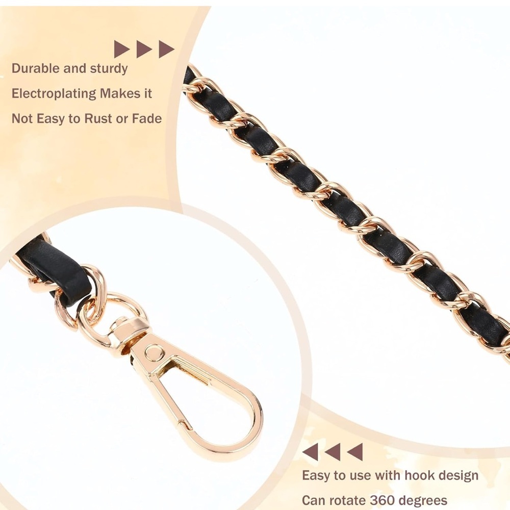 Black & Gold replacement chain for Crossbody wallet purse swivel hook NEW - Picture 8 of 12